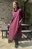 Scuba Stretch Funnel Neck Cocoon Dress Dark Cherry /6=